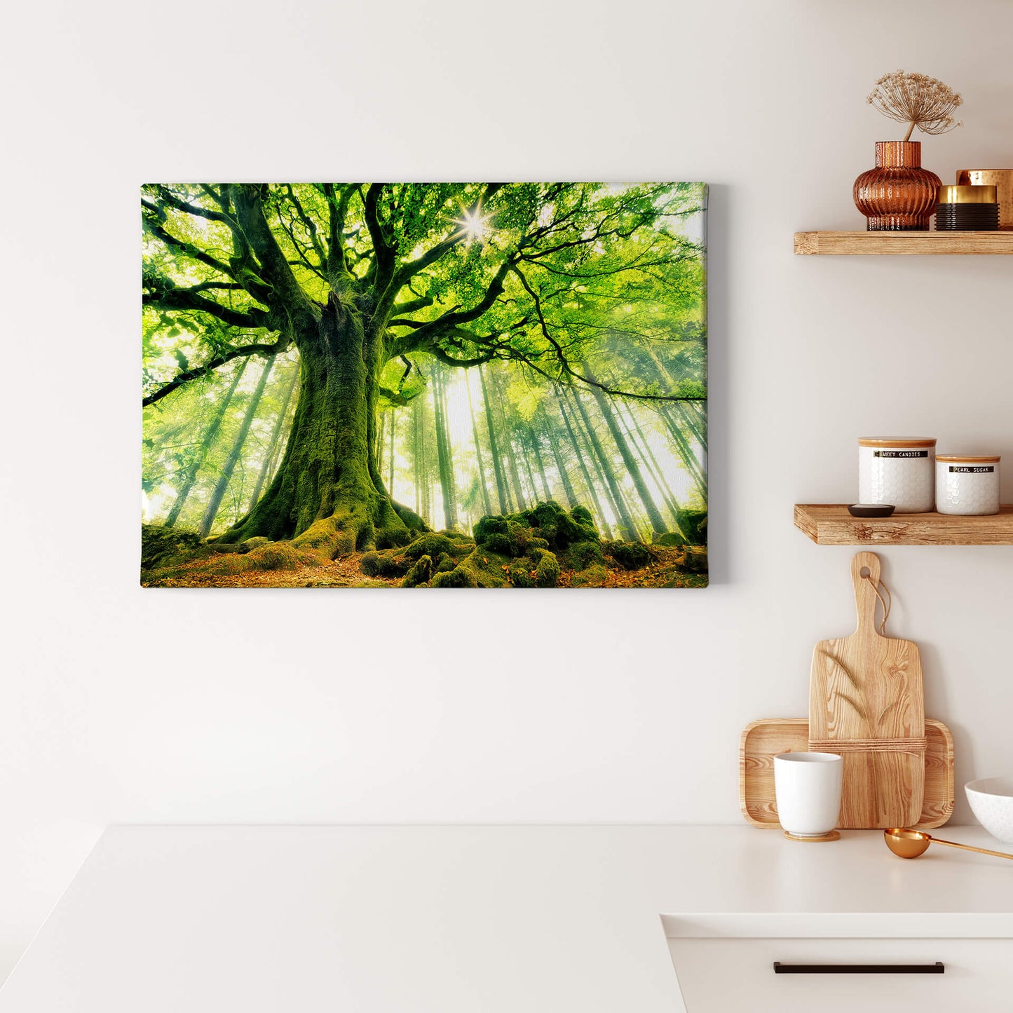 Leinwandbild Baum Grün Braun 70x50 DD123012 Keilrahmenbild Wandbild Leinwand