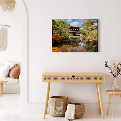 Leinwandbild See Tempel Grün Braun 70x50cm DD123015 Keilrahmenbild Wandbild