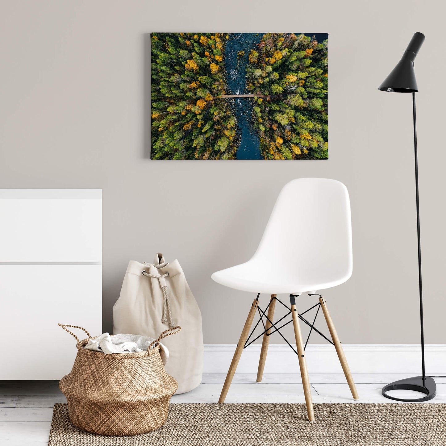 Leinwandbild Wald Fluss Grün 70x50 DD123016 Keilrahmenbild Wandbild Leinwand