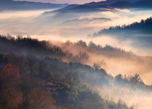 Leinwandbild Landschaft Nebel Blau Weiß 70x50 DD123025 Keilrahmenbild Wandbild