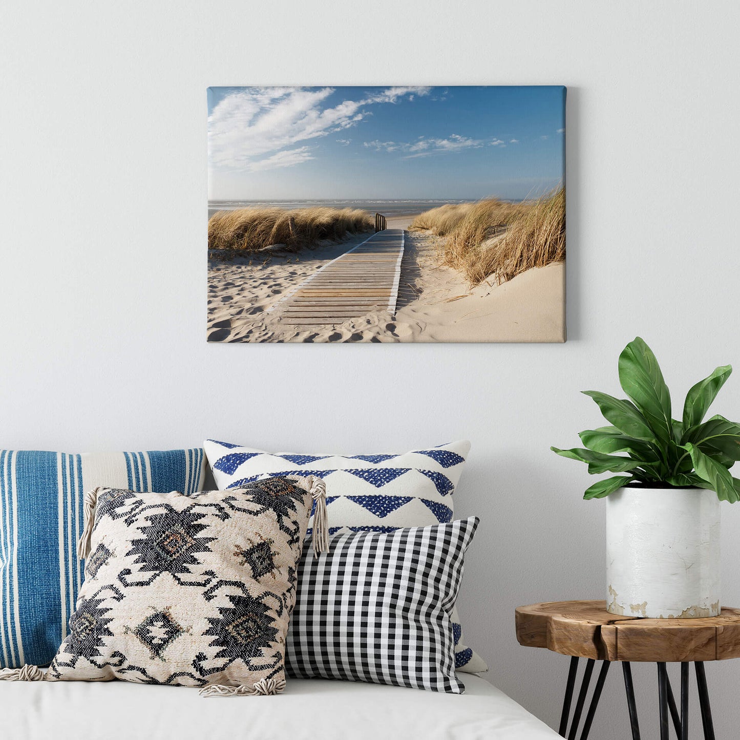 Leinwandbild Strand Meer Blau Beige 70x50 DD123035 Keilrahmen Wandbild Leinwand