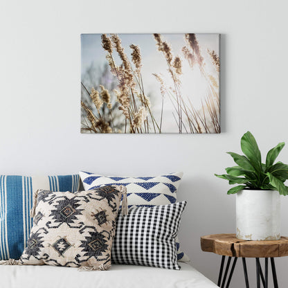 Leinwandbild Blume Blau Beige 70x50 DD123037 Keilrahmenbild Wandbild Leinwand