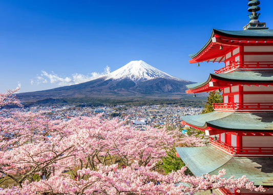 Leinwandbild Mount Fuji Blau Rosa 70x50 DD123043 Keilrahmenbild Wandbild