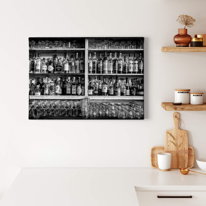 Leinwandbild Bar Schwarz Weiß 70x50 DD123048 Keilrahmenbild Wandbild Leinwand