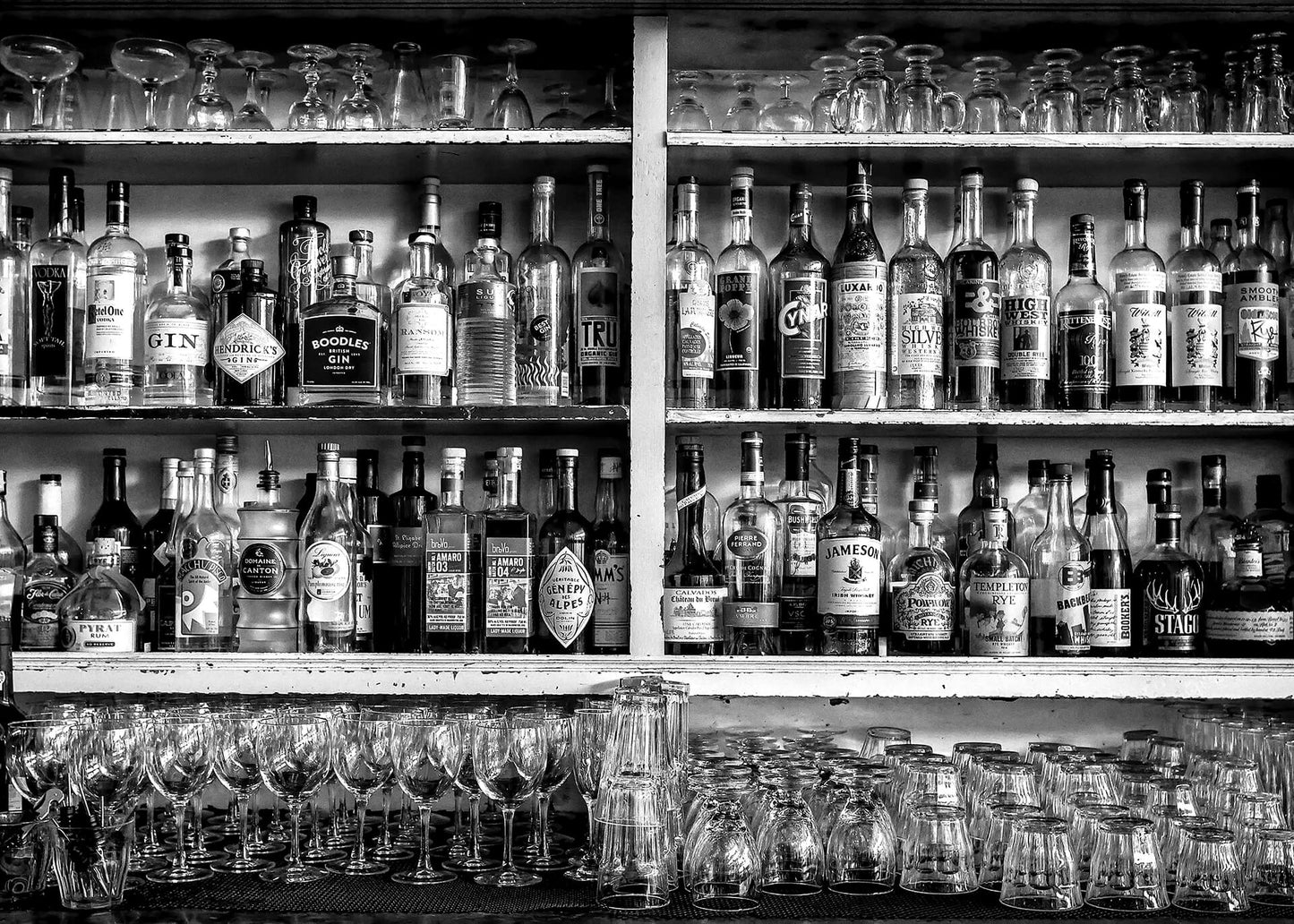 Leinwandbild Bar Schwarz Weiß 70x50 DD123048 Keilrahmenbild Wandbild Leinwand