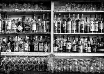 Leinwandbild Bar Schwarz Weiß 70x50 DD123048 Keilrahmenbild Wandbild Leinwand