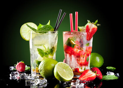 Leinwandbild Cocktail Grün Rot Schwarz 70x50 DD123050 Wandbild Leinwand