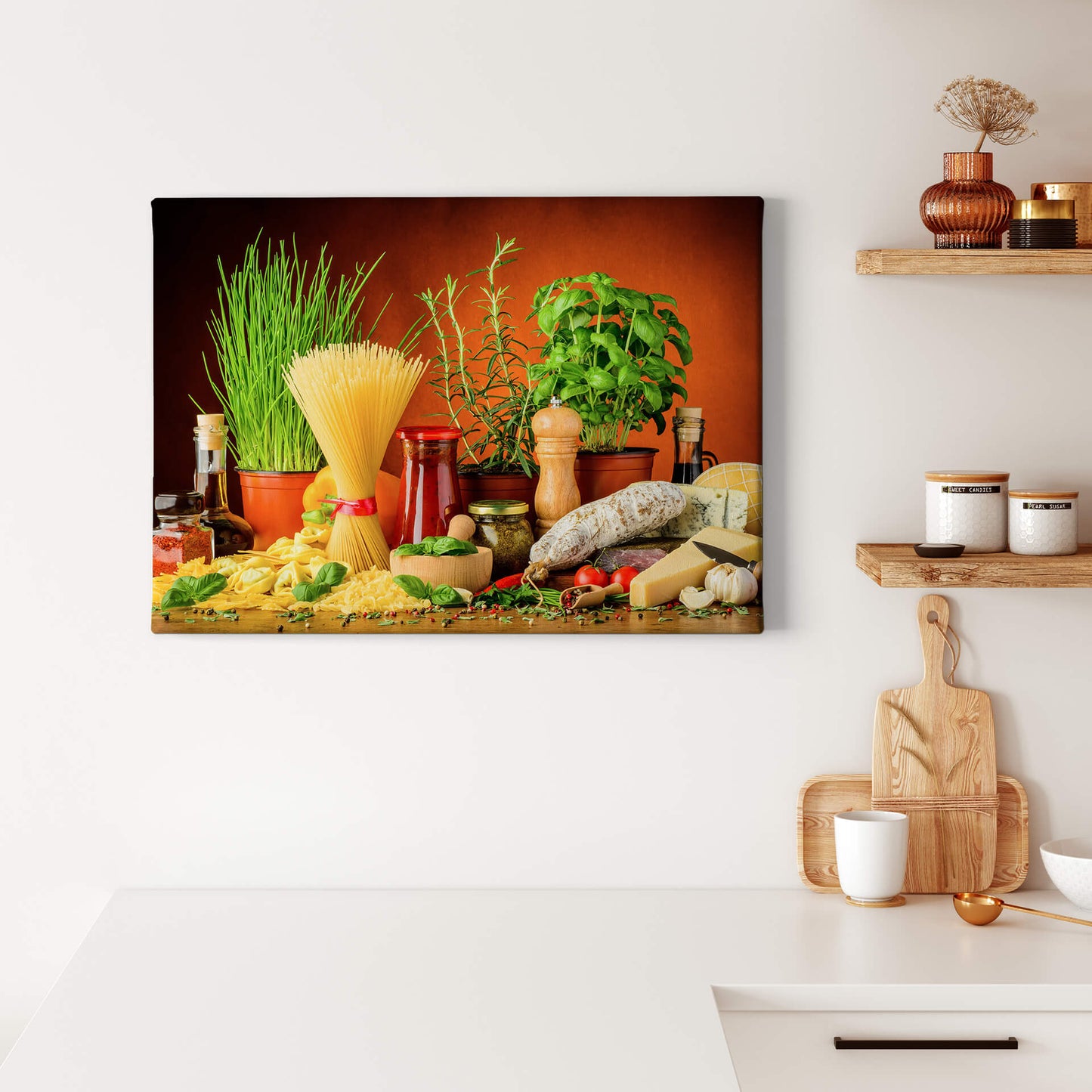 Leinwandbild Essen Orange Gelb 70x50 DD123052 Keilrahmenbild Wandbild Leinwand