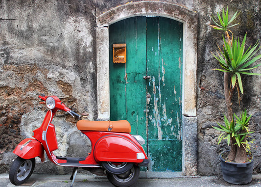 Leinwandbild Roller Rot Grün Fahrzeuge 70x50 DD123056 Wandbild Leinwand