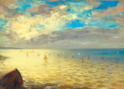 Leinwandbild Kunst Meer Blau Beige 70x50 DD123058 Keilrahmen Wandbild Leinwand