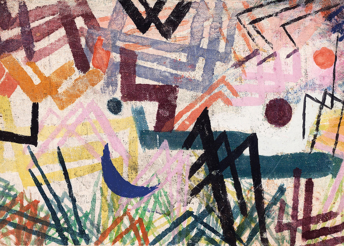 Abstrakte Kunst Leinwandbild Blau Rosa Grau 70x50 DD123060 Wandbild Leinwand