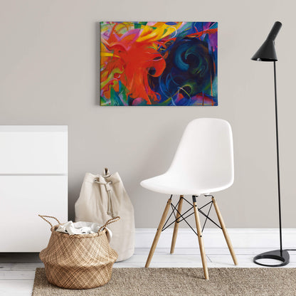 Abstrakte Kunst Leinwandbild Blau Orange 70x50 DD123061 Wandbild Leinwand