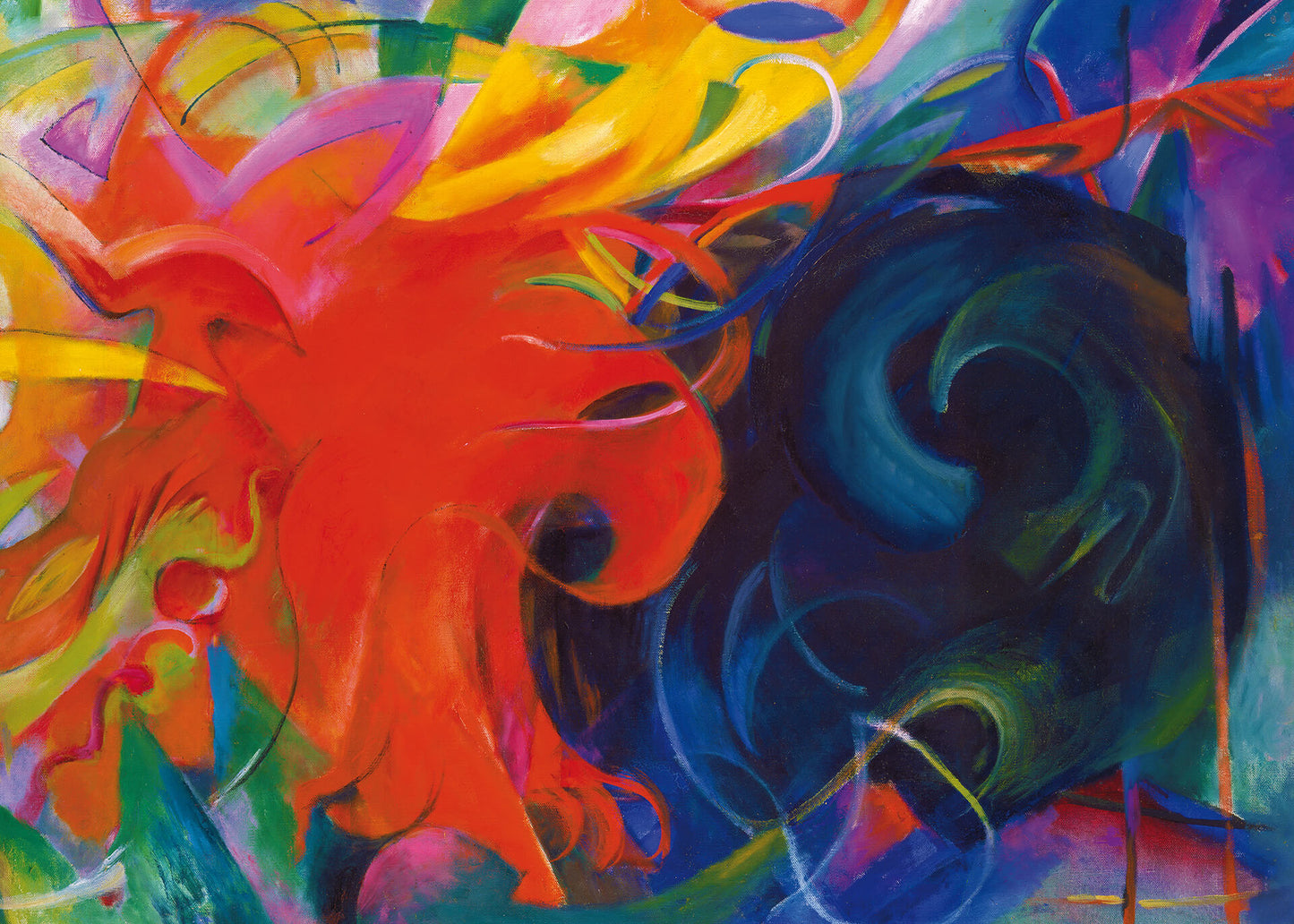 Abstrakte Kunst Leinwandbild Blau Orange 70x50 DD123061 Wandbild Leinwand