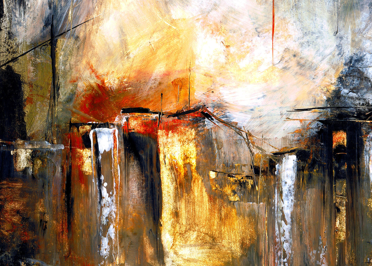 Abstrakte Kunst Leinwandbild Blau Braun Beige 70x50 DD123068 Wandbild Leinwand