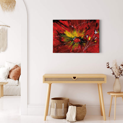 Kunst Leinwandbild Rot 70x50 DD123070 Wandbild Leinwand Keilrahmenbild Floral