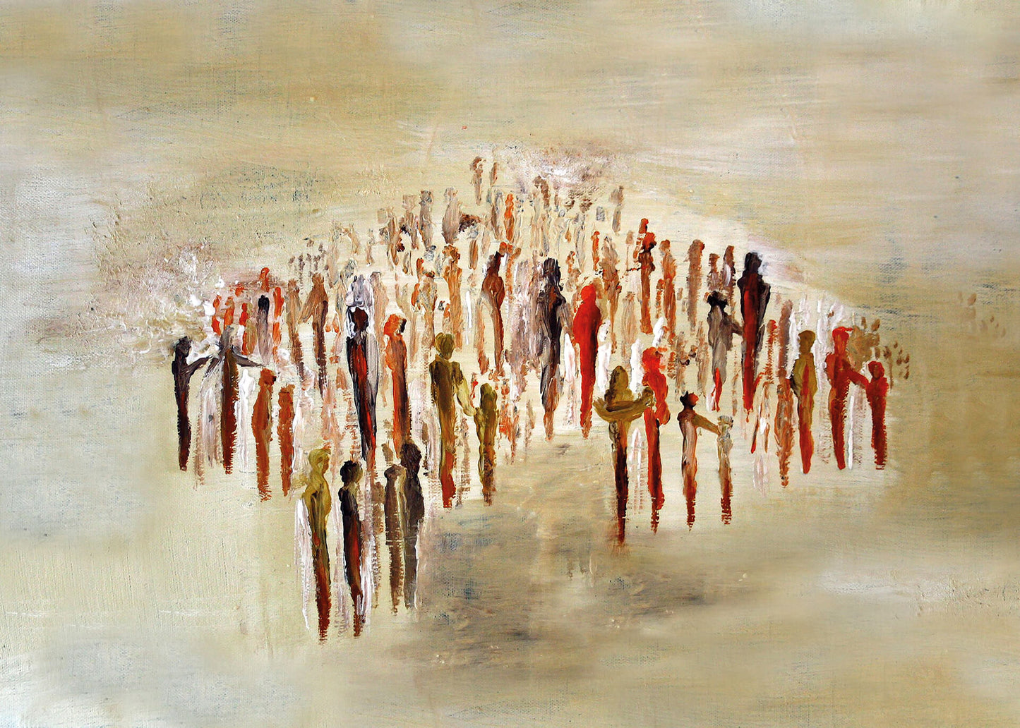 Kunst Leinwandbild Menschen Braun Beige 70x50 DD123073 Wandbild Leinwand