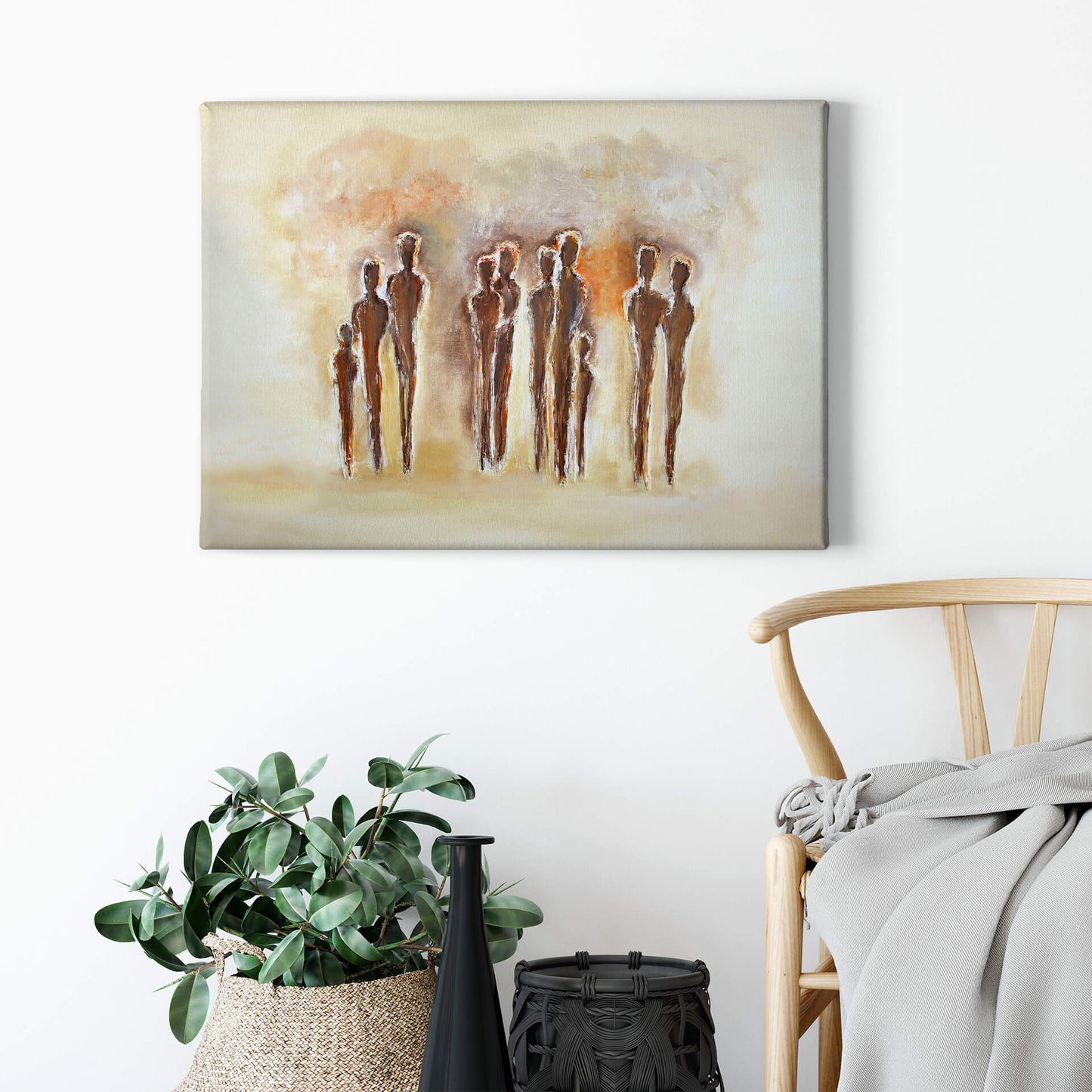 Kunst Leinwandbild Menschen Braun Beige 70x50 DD123074 Wandbild Leinwand