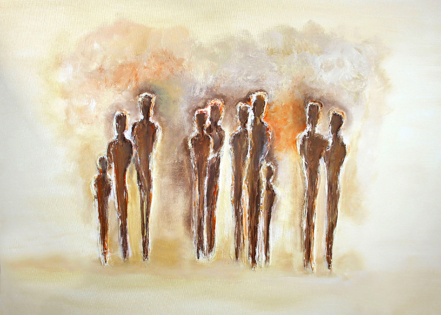 Kunst Leinwandbild Menschen Braun Beige 70x50 DD123074 Wandbild Leinwand