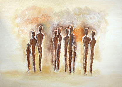 Kunst Leinwandbild Menschen Braun Beige 70x50 DD123074 Wandbild Leinwand