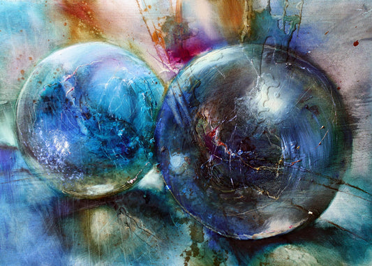 Kunst Leinwandbild Kugeln Blau 70x50 DD123076 Wandbild Leinwand Malerei