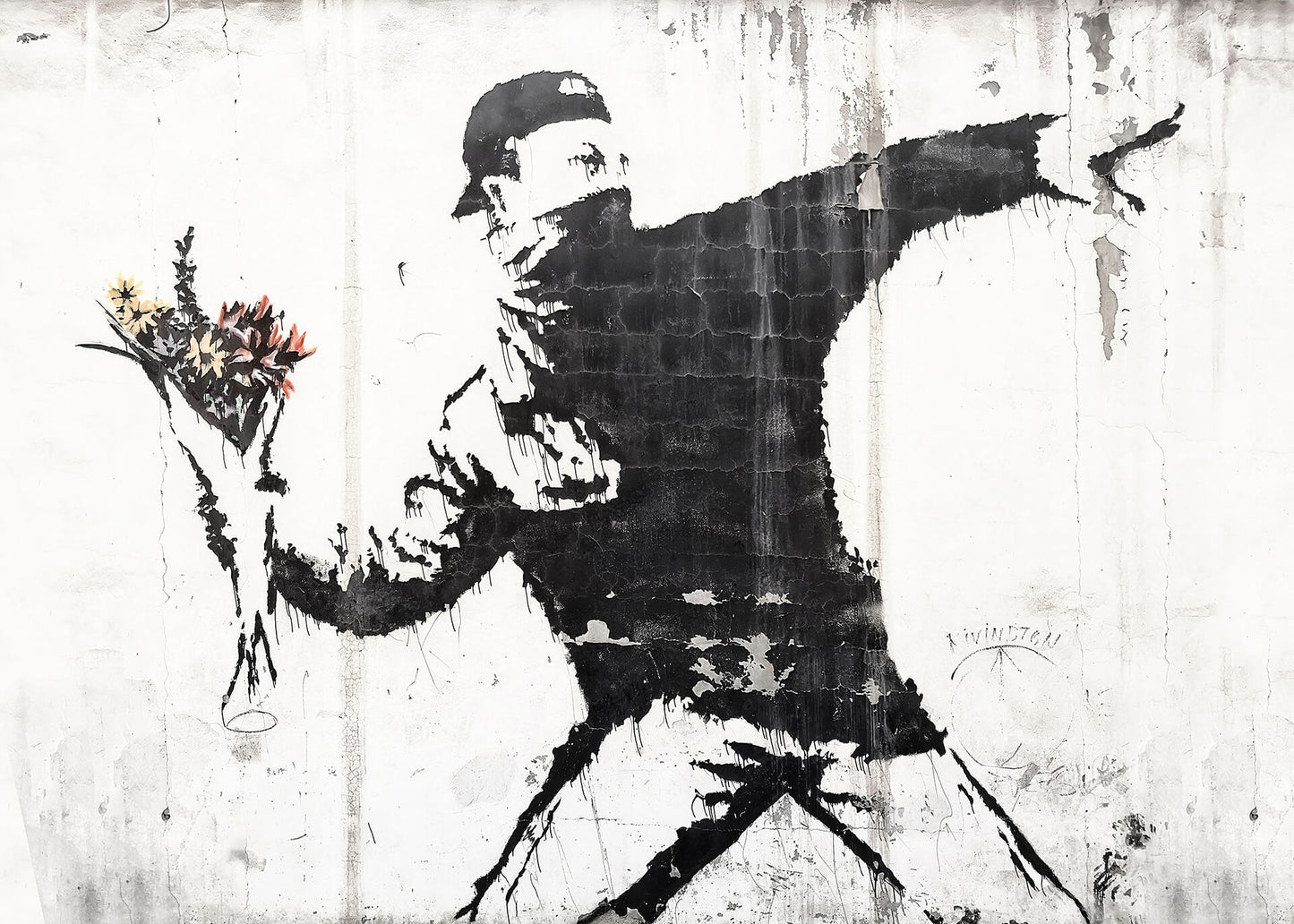 Kunst Leinwandbild Blumen Weiß Schwarz 70x50 DD123082 Wandbild Leinwand