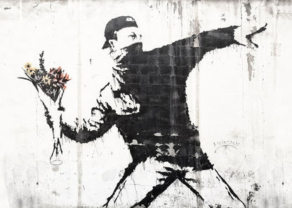 Kunst Leinwandbild Blumen Weiß Schwarz 70x50 DD123082 Wandbild Leinwand