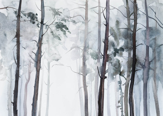Wald Leinwandbild Weiß Schwarz 70x50 DD123084 Keilrahmen Wandbild Leinwand