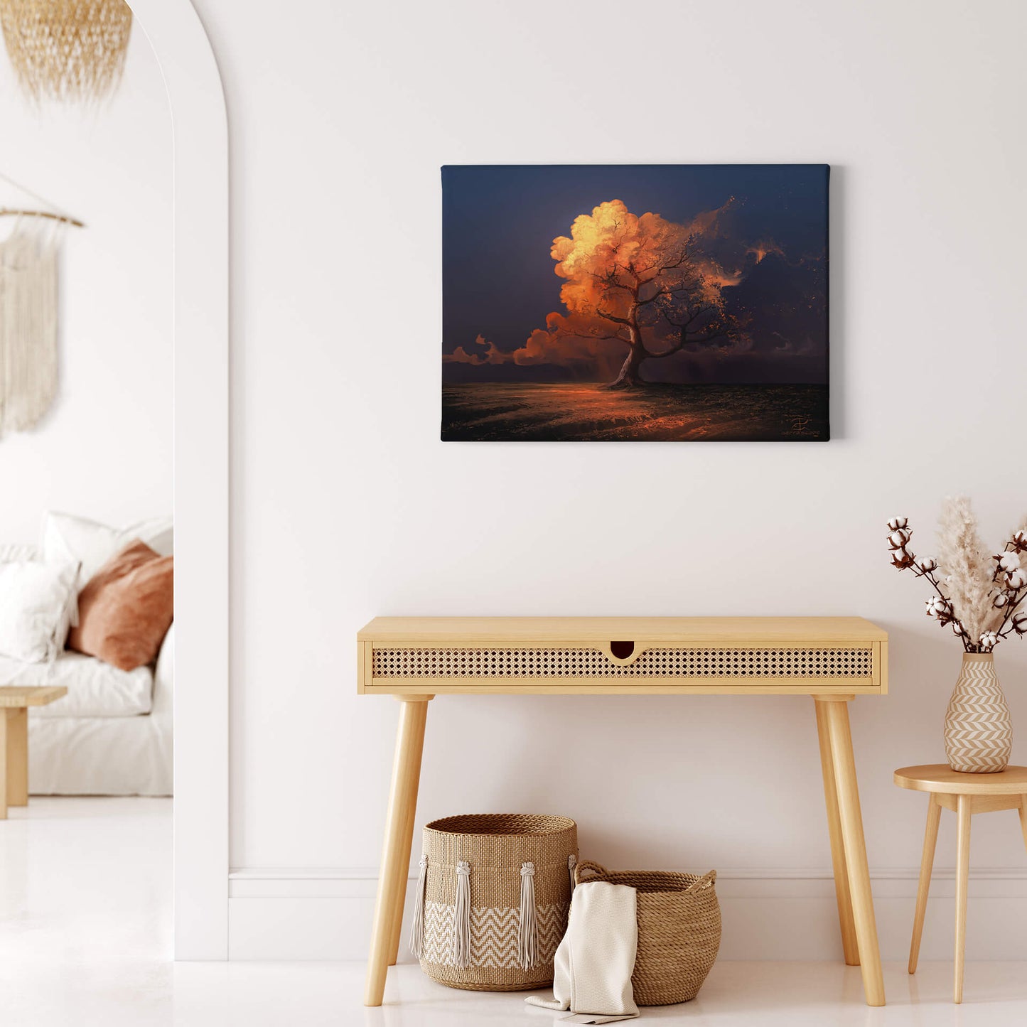 Leinwandbild Baum Blau Braun 70x50 DD123085 Keilrahmenbild Wandbild Natur