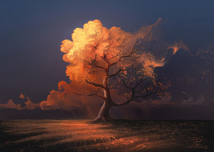 Leinwandbild Baum Blau Braun 70x50 DD123085 Keilrahmenbild Wandbild Natur