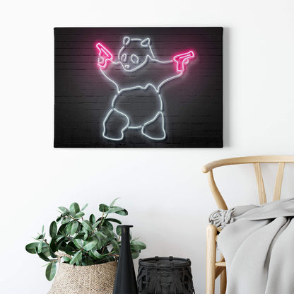 Leinwandbild Pandabär Rosa Schwarz 70x50cm DD123088 Keilrahmen Wandbild Leinwand