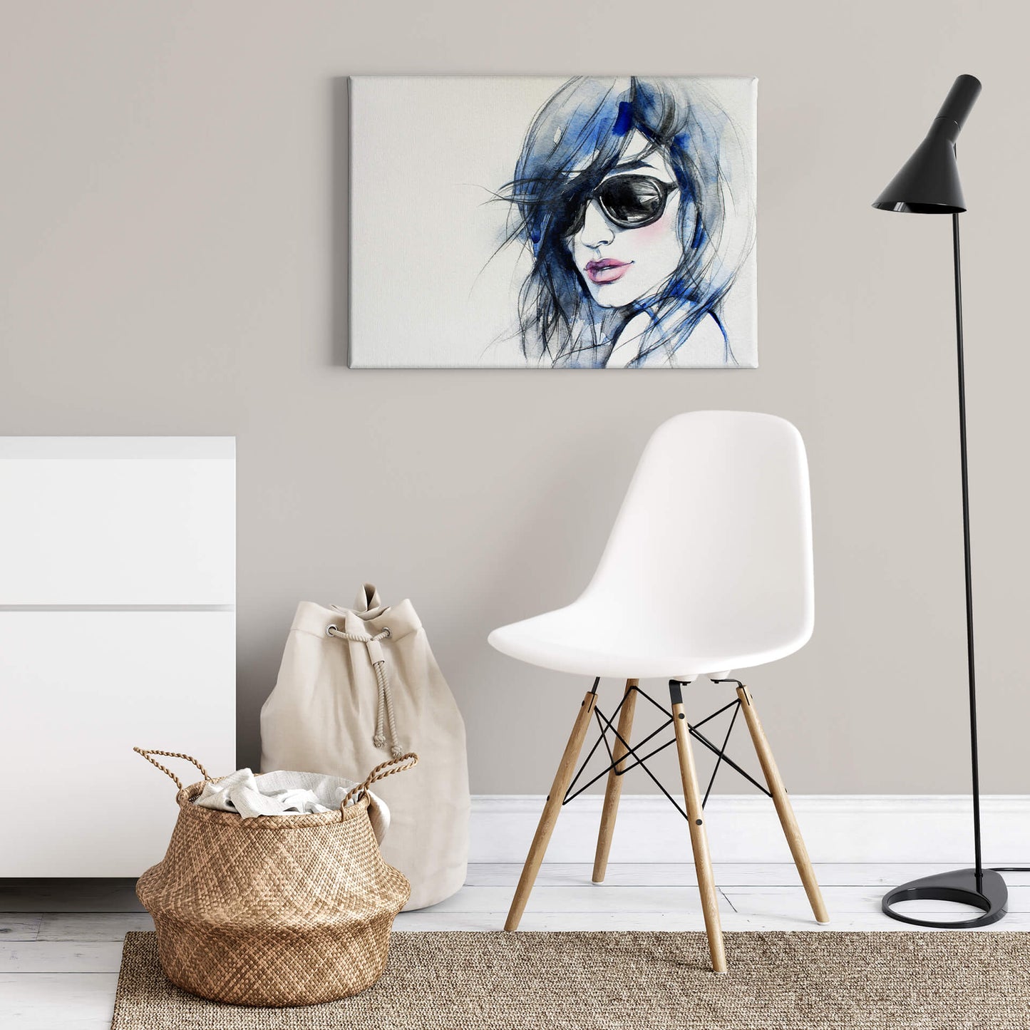 Leinwandbild Frau Blau 70x50 DD123090 Keilrahmen Wandbild Leinwand Malerei
