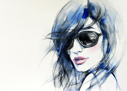 Leinwandbild Frau Blau 70x50 DD123090 Keilrahmen Wandbild Leinwand Malerei