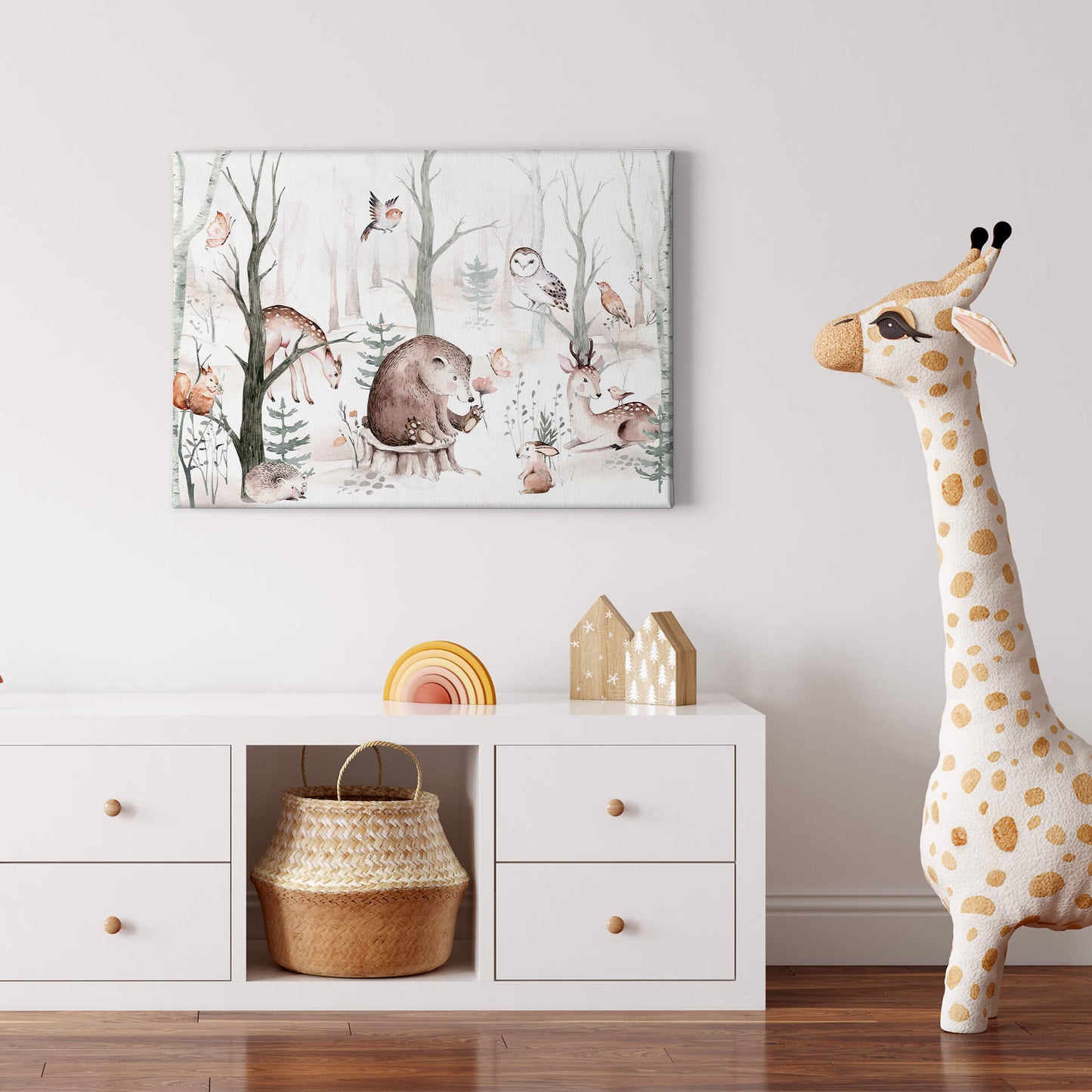 Wildtiere Leinwandbild Kinderzimmer Braun Beige Weiß 70x50 DD123091 Wandbild