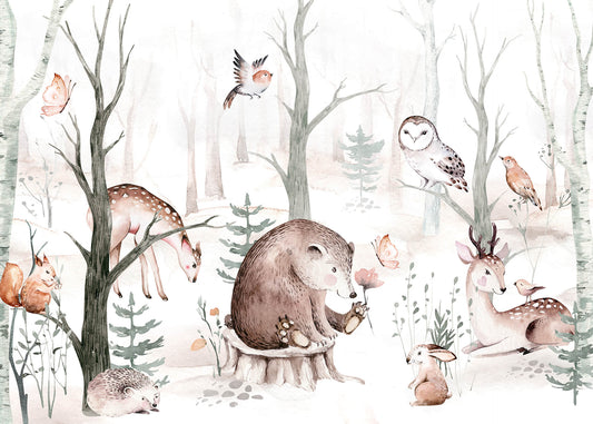 Wildtiere Leinwandbild Kinderzimmer Braun Beige Weiß 70x50 DD123091 Wandbild