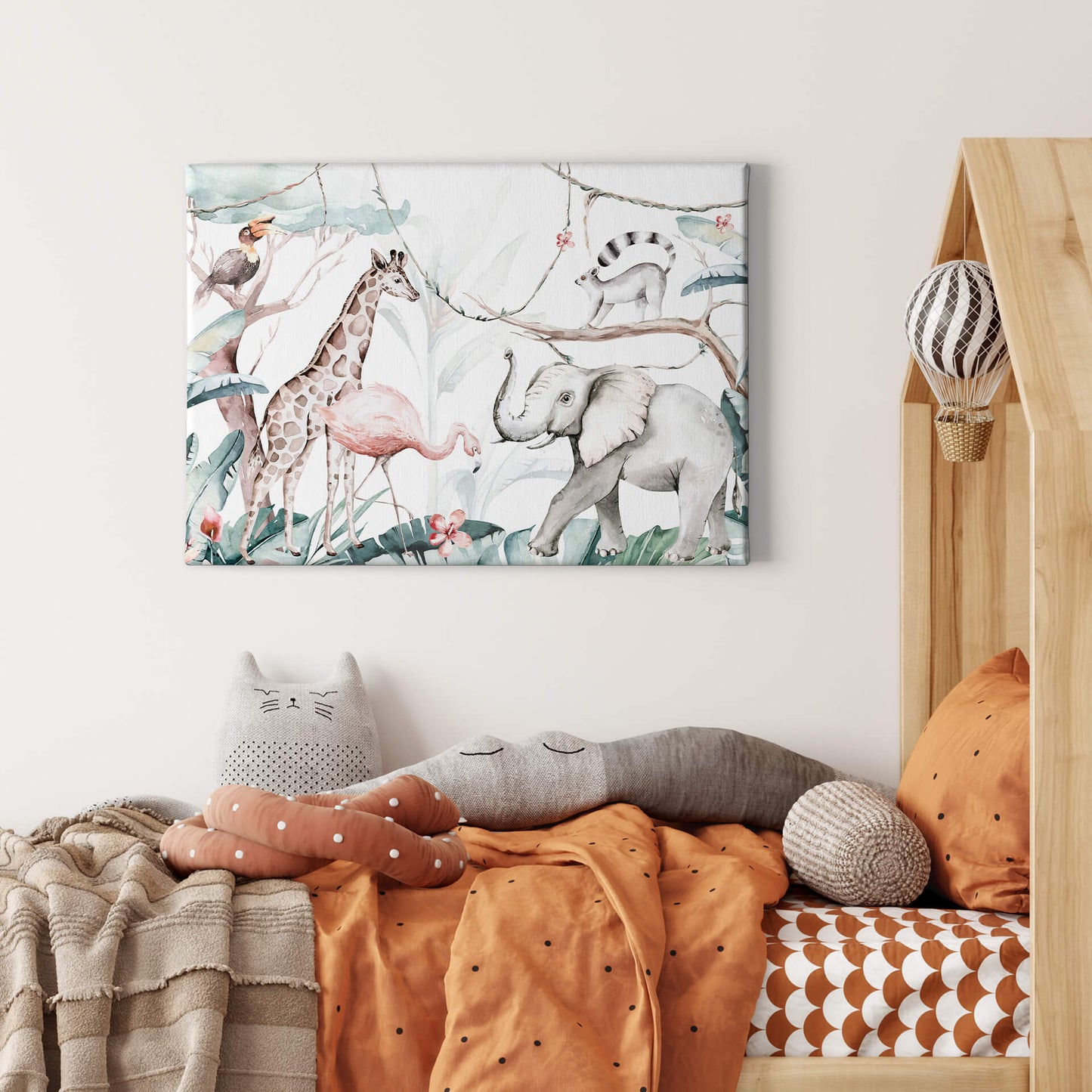 Leinwandbild Kinderzimmer Wildtiere Braun Beige Weiß 70x50 DD123092 Wandbild