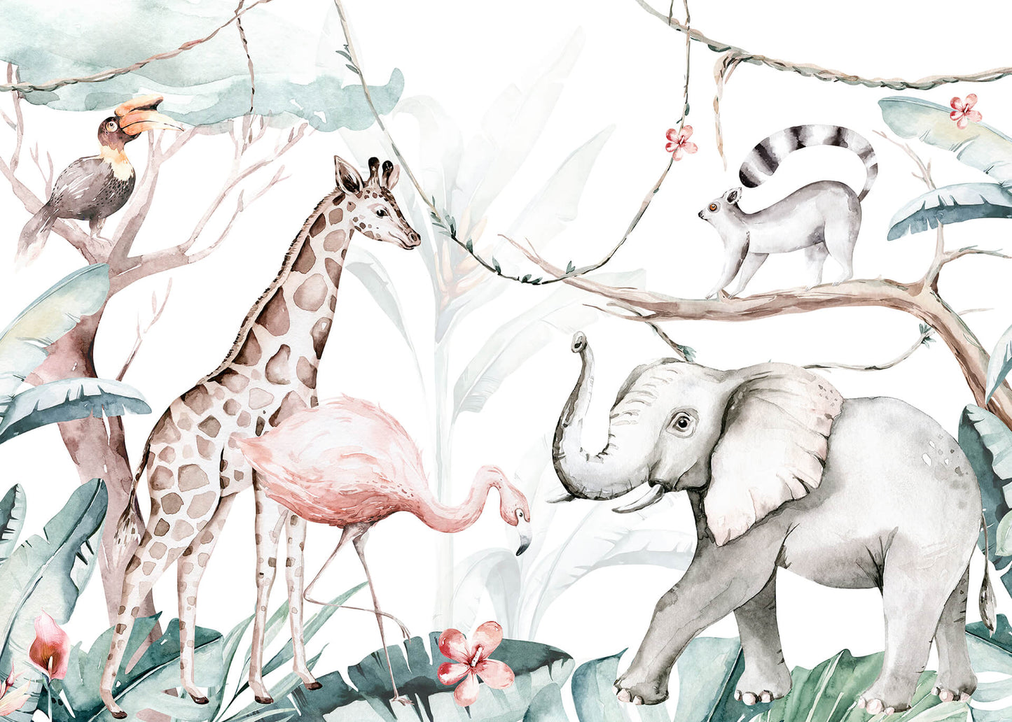 Leinwandbild Kinderzimmer Wildtiere Braun Beige Weiß 70x50 DD123092 Wandbild