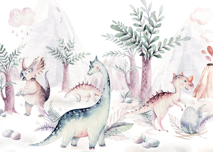 Leinwandbild Kinderzimmer Dinosaurier Blau Weiß 70x50 DD123093 Wandbild Leinwand