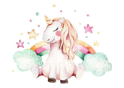 Leinwandbild Kinderzimmer Einhorn Weiß Rosa 70x50 DD123094 Keilrahmen Wandbild