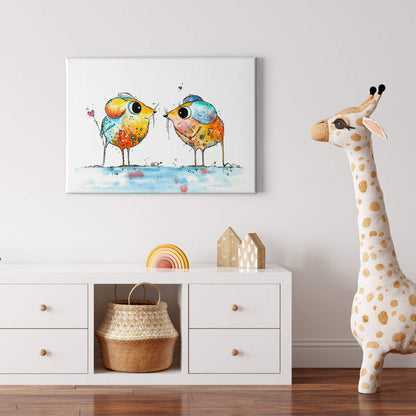 Leinwandbild Maus Kinderzimmer Blau Gelb 70x50 DD123095 Keilrahmenbild Wandbild