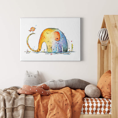 Leinwandbild Elefant Kinderzimmer Blau Gelb 70x50 DD123096 Keilrahmen Wandbild