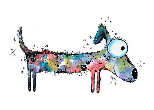 Leinwandbild Hund Kinderzimmer Blau Beige Weiß 70x50 DD123097 Keilrahmenbild