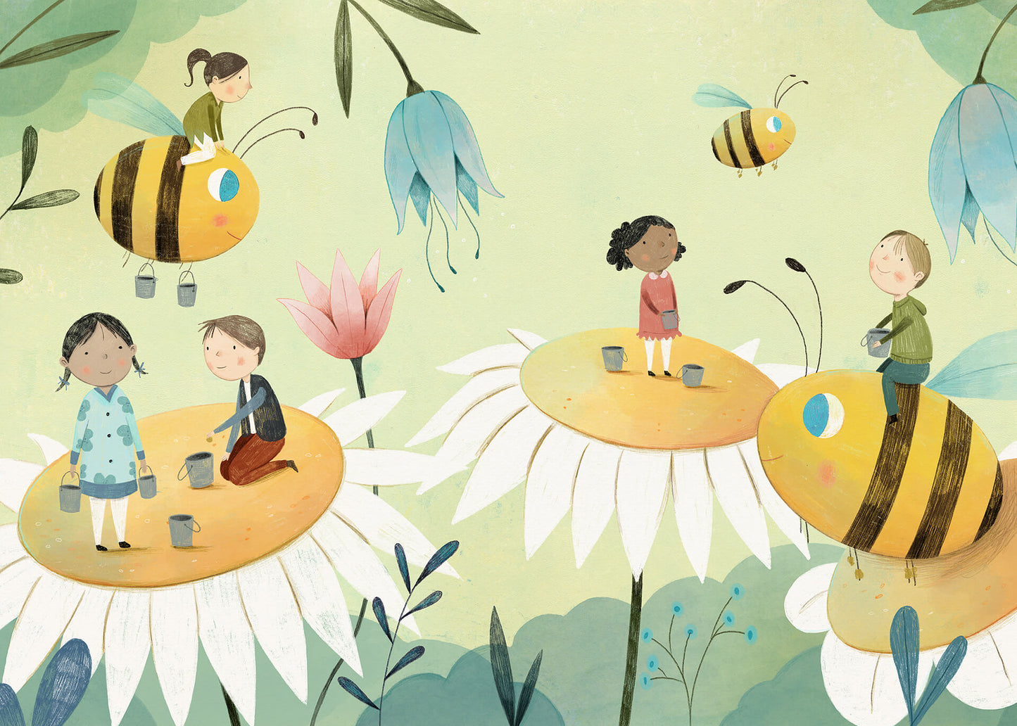 Leinwandbild Kinderzimmer Gelb Schwarz Bienen 70x50 DD123099 Keilrahmen Wandbild