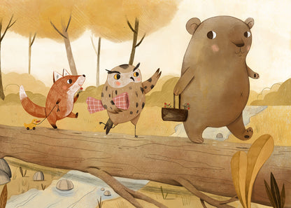 Leinwandbild Kinderzimmer Braun Beige Orange 70x50 DD123102 Keilrahmen Wandbild