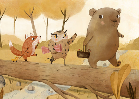 Leinwandbild Kinderzimmer Braun Beige Orange 70x50 DD123102 Keilrahmen Wandbild