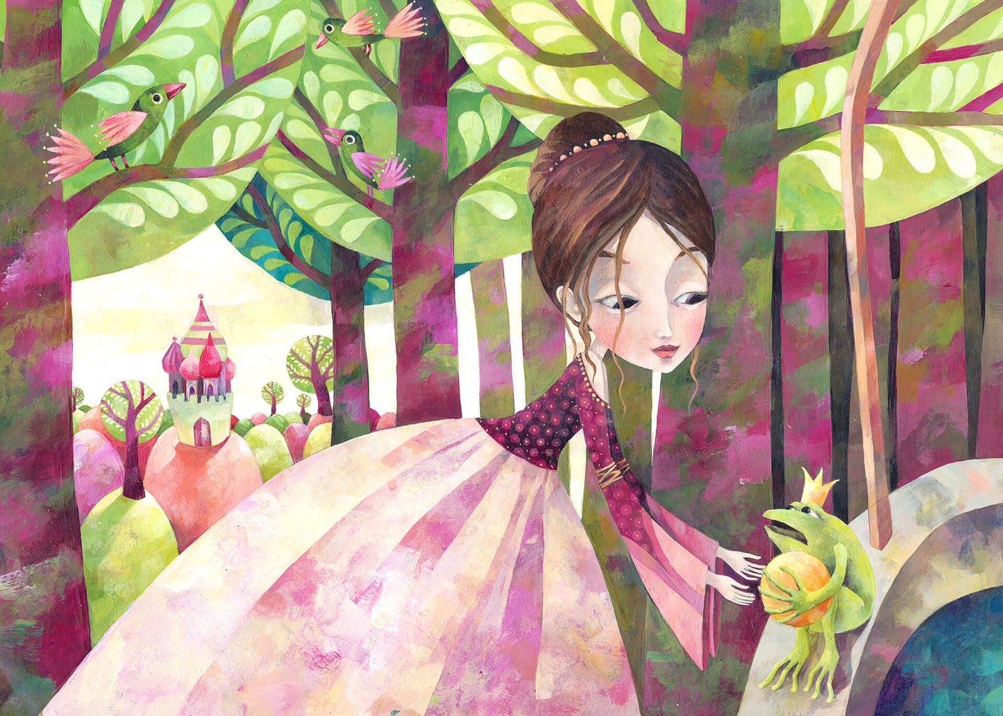 Leinwandbild Kinderzimmer Prinzessin Braun Beige 70x50 DD123103 Wandbild Märchen