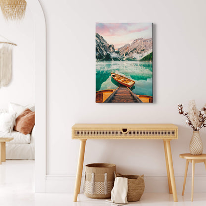 Leinwandbild See Blau Grün Berge 50x70cm DD123123 Keilrahmen Wandbild Leinwand