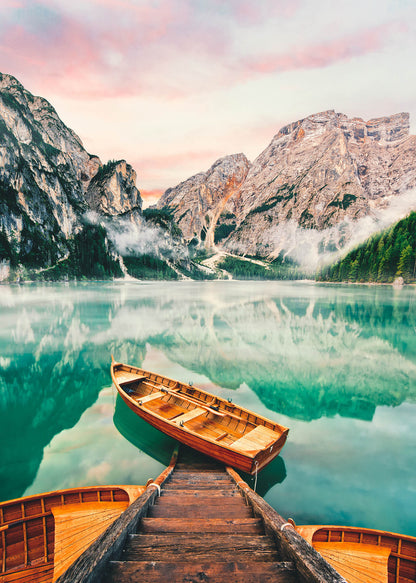 Leinwandbild See Blau Grün Berge 50x70cm DD123123 Keilrahmen Wandbild Leinwand