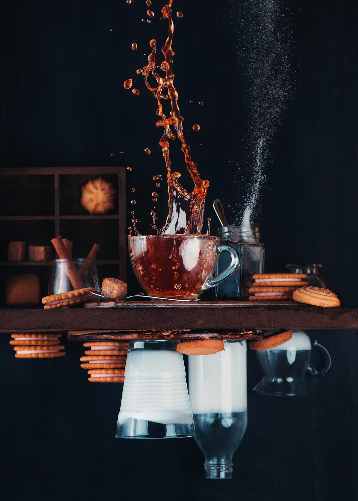 Leinwandbild Küche Orange Schwarz 50x70 DD123134 Keilrahmen Wandbild Leinwand