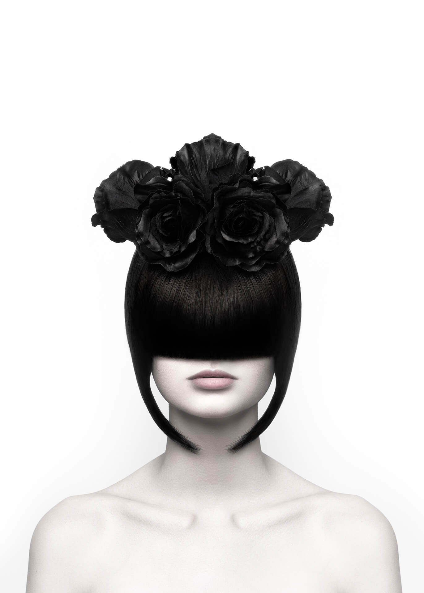 Leinwandbild Frau Weiß Schwarz 50x70 DD123139 Keilrahmen Wandbild Leinwand