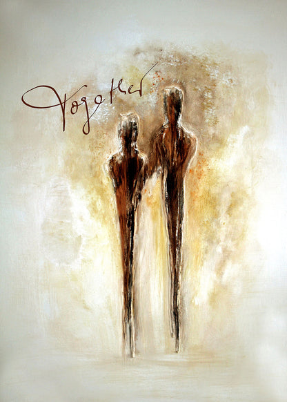 Kunst Leinwandbild Menschen Gold Schwarz Weiß 50x70 DD123160 Wandbild Leinwand